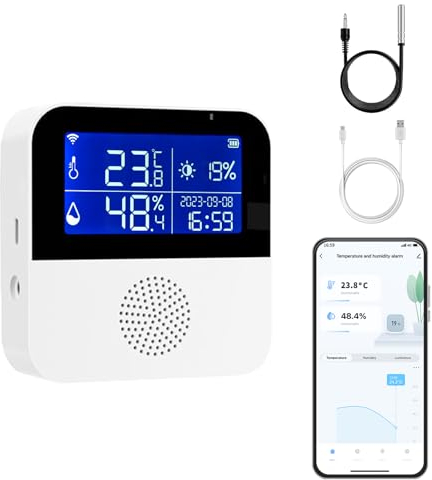 Chatthen Digital Thermometer, Wifi Thermometer Humidity Monitor with Smart App and Data Recording, Room Accessories for Home, Baby Rooms, Greenhouse