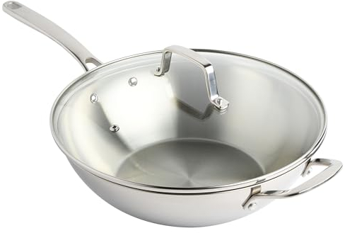 Martha Stewart Castelle Essential Allzweckpfanne mit Deckel, 30,5 cm, Edelstahl