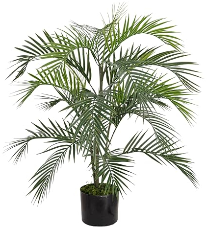 Baroni Home Pianta Artificiale per Interno ed Esterno, Pianta Palma Areca Finta Decorativa per Soggiorno, Camera da Letto, Cucina, Altezza di 80 cm