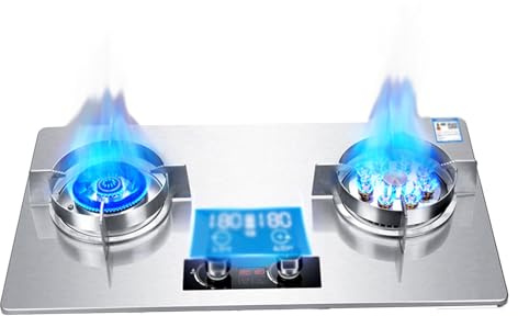 Tempered GlassGas Cooktop,Desktop/Built-in Gas Cooktop 2 Burners,Timed Off,Flameout Protection,Suitable for Apartments,Indoor 24566 BTU (Size : LPG)