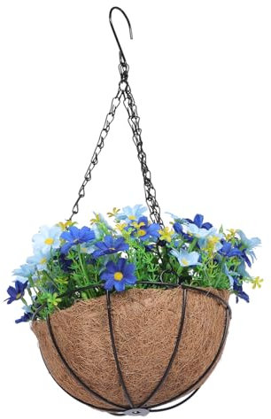 LIFKOME Flower Basket for Hanging Decorative Artificial Flowers Plant Hanging Basket Garden Pendant Indoor Outdoor