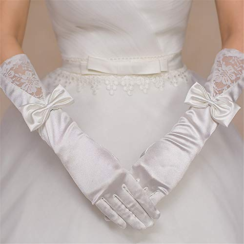 SePkus Brauthandschuhe, Damen-Handschuhe, Oper, Hochzeit, Bankett, Kleid, Party, Hochzeit, Handschuhe, Zubehör für Hochzeit (weiß)