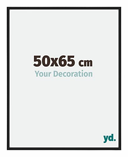 yd. Your Decoration - Bilderrahmen 50x65 cm - Schwarz Hochglanz - Bilderrahmen aus Aluminium mit Acrylglas - Antireflex - 50x65 Rahmen - Miami