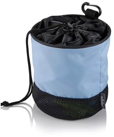 Minky Premium Drawstring Peg Bag, Holds Up to 80 Pegs, Drawstring Design & Strong Clip, Breathable Mesh Base, Fabric Pegs Holder, Grey/Blue/Silver (Blue)