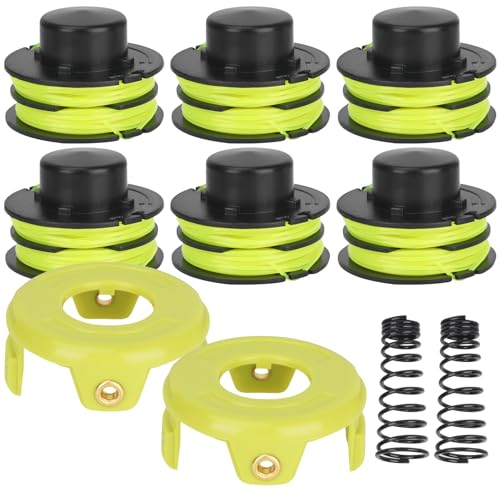 Yweller Ersatzspule RAC118 RAC119 Länge 8,4m Dicke 1,2mm passend für Ryobi Rasentrimmer RLT3025F,RLT3025S,RLT3525S,RLT2523,RLT3525,RLT3123 (6 Fadenspulen+2 Spulenabdeckungen+2 Frühling)