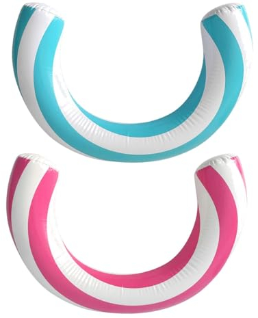 Gehanico Poolnudel Set Aufblasbar Schwimmnudel für Erwachsene Schwimmstange Aufblasbares Schwimmbett für Sommer Schwimmbäder Strand Party Strände See Übung (Blau+Pink)