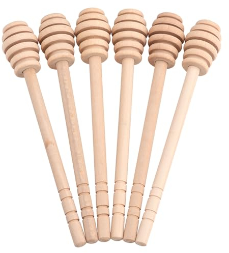 50Pcs Household Wooden Mini Jam Honey Dipper Jar Dispensing Collecting Stirring Rod Stick for honey, syrup, molasses or any viscous liquid (Take Honey King Slotting 16CM)