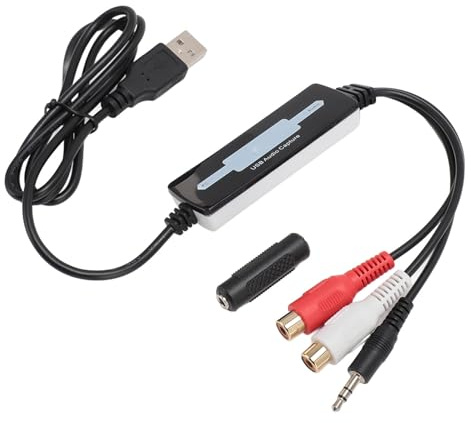 Carte de Capture, Carte Enregistreur de Capture Audio USB 2.0, Convertit L'audio de Cassette en Adaptateur de Convertisseur de Musique MP3, avec Entrée 3,5Mm et R/L, pour