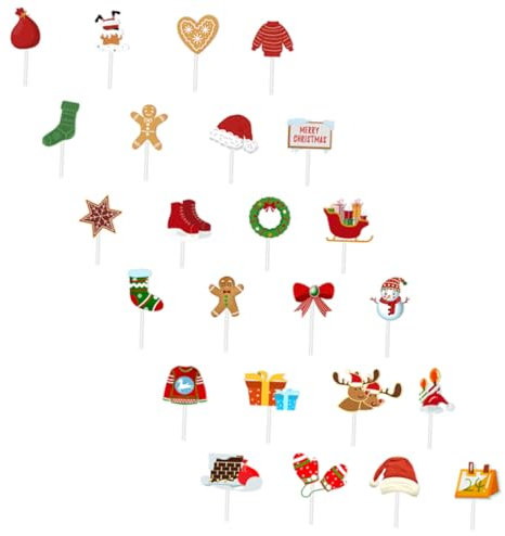 WATIIFUFU 24stücke Weihnachts-Cupcake Toppers Festliche Kuchen-Dekoration Mit Und Für Geburtstag Und Feiertagsfeiern Leicht Und Für Muffins Und Desserts