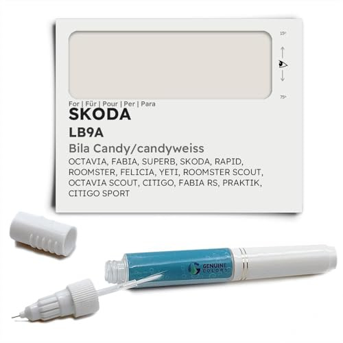 Genuine Colors Lackstift BILA Candy CANDYWEISS LB9A für Skoda Weiß Octavia Fabia SUPERB Rapid ROOMSTER Felicia YETI Scout CITIGO RS PRAKTIK Sport