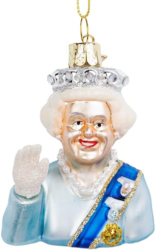 SIKORA Queen Elizabeth besondere Weihnachtskugel Glas Christbaumschmuck Deko Figur Weihnachten Anhänger Ornament - Trend Line - BS011