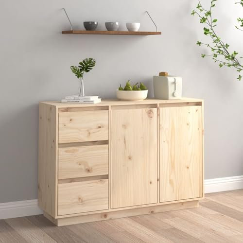 ShGaxin Sideboard 111x34x75 cm Massivholz Kiefer, Kommode Schlafzimmer, Kommoden & Sideboards, Wohnzimmerschrank, Flur Kommode, Zimmer Möbel - 813804