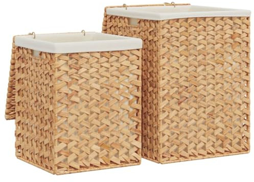 Gecheer Laundry Basket Laundry Hamper Clothes Hamper Laundry Organizer for Dorm and Familys 2 pcs Water Hyacinth