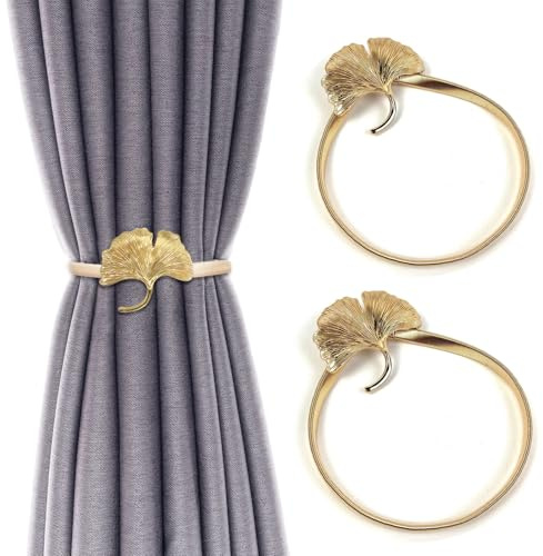 2 Stück Vorhang Haken Raffhalter Vorhänge Gardinen Zubehör Vorhang Raffhalter Gardinenklammern Schnallen Holdbacks Halter Haken Clip für Zuhause Schlafzimmer Büro Dekorativer（Gold）