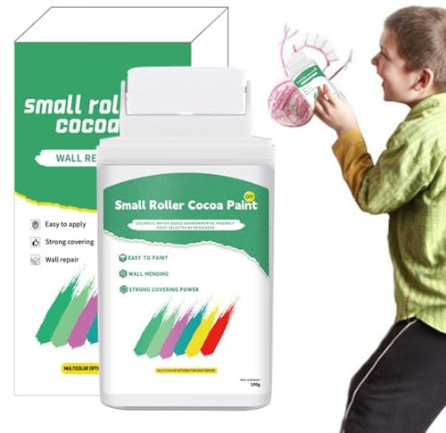 Generisch Pintura de pared, pintura blanca, 100 g, pintura de látex para reparación de paredes, juego de pintura para techo , pintura para retoques de pared con pincel de rodillo para eliminar