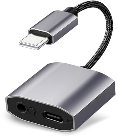 Adattatore USB C Jack 3.5mm PD 60W Ricarica Rapida 2 in 1, Adattatore Cuffie USB C per iPhone 16/15 /Pro/Max,Samsung Galaxy,iPad,Xiaomi