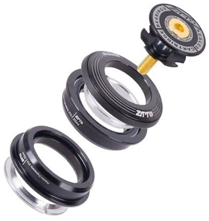 ZTTO Bike Headset, MTB 44mm ZS44 1-1/8 28.6mm Straight Tube Fork Mountain Road Bike Frame Low Profile Semi-Integrated, 4444S (Black)