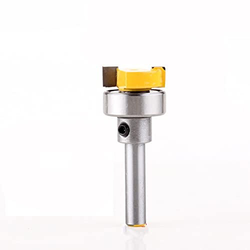 Fresa de mango de carburo sólido ， Broca de fresadora con patrón de corte al ras, vástago de 1/4, rodamiento superior y hoja de 1/4