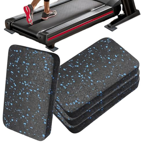 4-Piece Treadmill Floor Mat for Floor Anti-Vibration - Gym Accessories Noise Reducing for Roam Machines and