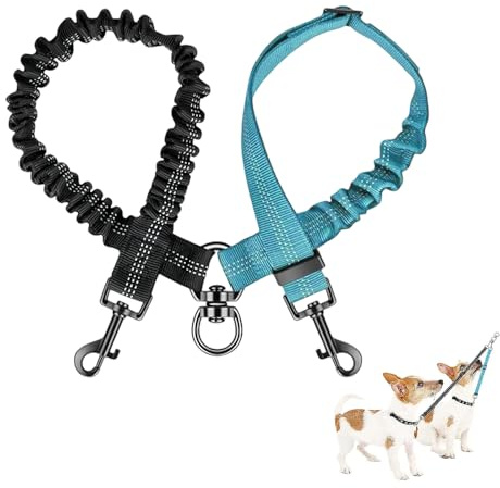 XFSRG Hundeleine Doppelleine Verstellbar für Zwei Hunde Hochwertige Nylon Leine mit 360° Drehbarem Metall Rotationsschnalle Reflektierend und Stoßdämpfend Ideal für Spaziergänge und Training