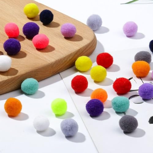 100 pompones para manualidades, aprox. 2 cm, pompones de colores, bolas de fieltro suave para proyectos creativos, manualidades y decoraciones DIY