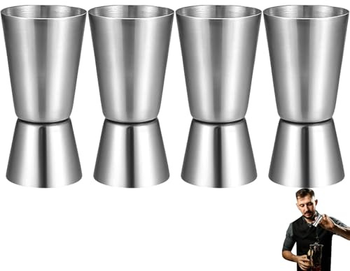 Spirit Measures 25ml 50ml,4 Pcs Stainless Steel Dual Jigger and Shot Measure Cup for Cocktails,Wine and Alcohol Drink Pouring
