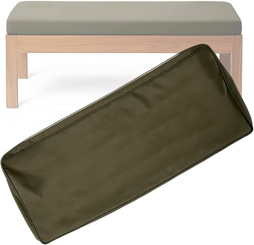 Outdoor Sitzbank Hülle 10 cm, wasserdichte & rutschfeste Polsterhülle mit Reißverschluss und Bändern - Abwaschbare Auflage für Hollywoodschaukel, Gartenmöbel, Terrasse(Green2,130x55x10cm/51x22x4in)