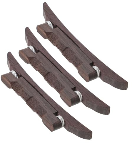 Kisangel 3 Stück Gitarrenstegbolzen aus Rosenholz für Mandoline und Gitarre mit Verstellbarer Saitenhöhe und Ausgewogener Resonanz Zubehör für Musikinstrumente