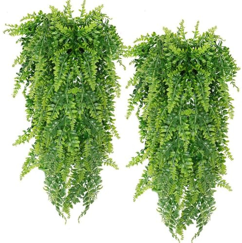 MoSundi Plantas colgantes artificiales, 90 cm, vid de hiedra sintética, verde realista para hojas de plástico, decoración del hogar, balcón, escaleras y pared