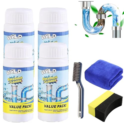 Detergente per scarichi a spirale, Wild Sink Drain Cleaner, pulitore per scarico extra forte, in schiuma, per cucina, bagno, toilette e balcone (4 pezzi (440 g))