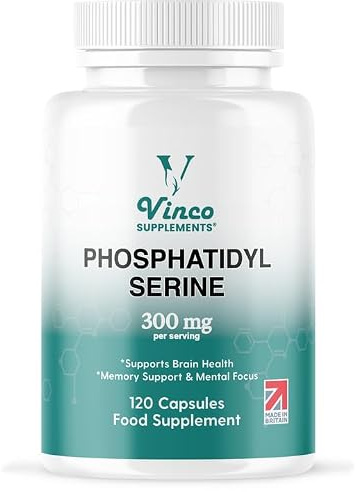 Vinco Phosphatidylserine Supplement - 120 High Strength Phosphatidylserine Capsules - 300mg Per Serving - Non GMO & Gluten Free (White)