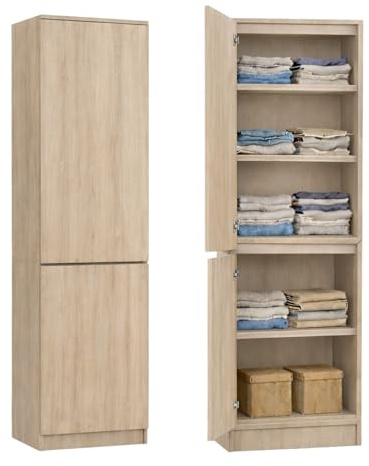 Home Collective Kleiderschrank, Garderobenschrank, Mehrzweckschrank 2-türig mit 5 Einlegeböden | Vielseitiger Schrank für Schlafzimmer, Flur oder Büro | 50x40x180 cm (BxTxH) | Sonoma