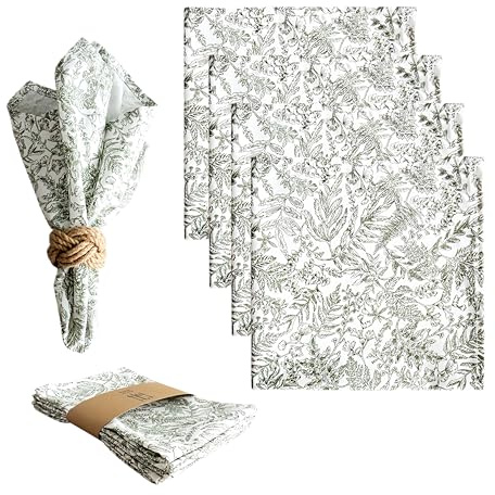 Stoffservietten Elegant 6Er Pack Baumwollservietten mit Boho Muster 45 X 45 cm Grün Ideal Als Tischdekoration Für Familienessen