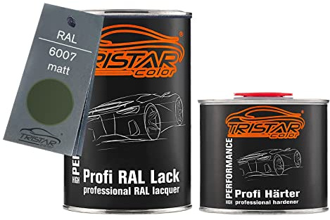 TRISTARcolor RAL 6007 Flaschengrün matt Lack Dose + Härter 1,5 L | 2K-Set aus Lack + Härter, schnelltrocknend