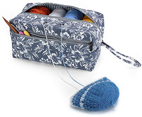 Luxja Tasche für Wolle, Handarbeitstasche Häkeln, Stricken Tasche für Garn Stränge, Häkelnadeln, Stricknadeln (bis 10 Zoll) und Andere Kleines Zubehör