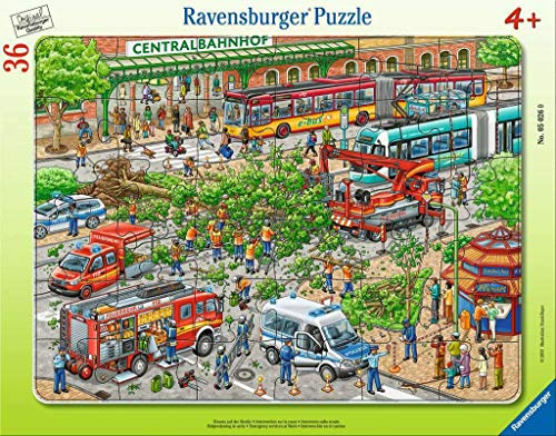 Ravensburger Kinderpuzzle - 05026 Einsatz auf der Straße - Rahmenpuzzle für Kinder ab 4 Jahren, mit 36 Teilen