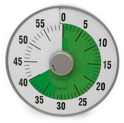 TimeTEX - Zeitdauer-Uhr L Grün | Lautloser 60 Minuten Countdown mit visuellem und akustischen Signal für Selbständigkeit | Inhalt: Batteriebetriebener Timer in Grün (Größe: ca. 19 cm ø)