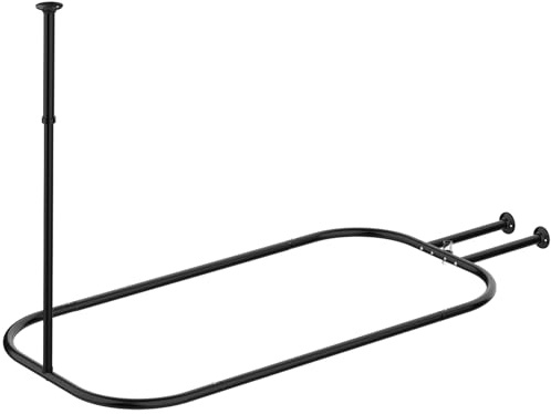 PrettyHome Duschvorhangstange, quadratisch, robust, rostfrei, oval, 148,1 x 61 cm, für freistehende Wannen, schwarz