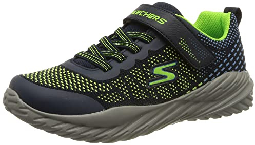Skechers Jungen Nitro Sprint Karvo Sneaker, Navy Textile Lime Blue Trim, 35.5 EU