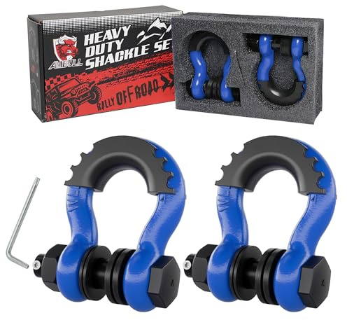 AMBULL Schäkel 1,9 cm D-Ring-Schäkel (2 Stück) 20,4 kg Bruchfestigkeit mit 2,2 cm Stift, Anti-Diebstahl-Sicherheitsschrauben, Isolator und Unterlegscheibe-Sets für die Verwendung mit Abschleppgurt,