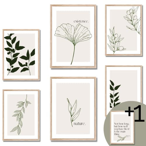 BLATT PAPIER® Premium Poster Set 2x A3, 4x A4 - Wandbilder - Beige Poster für Wohnzimmer - Wanddeko OHNE Rahmen