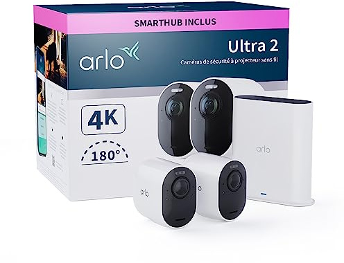 Arlo Ultra 2 Spotlight camera surveillance Wifi VMS5240 + Accessoire certifié Arlo Câble de Recharge Magnétique