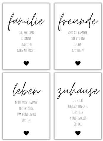 Freyheit | Premium Poster Set | stilvolles Bilder-Set für Wohnzimmer oder Schlafzimmer in schwarz-weiß | DIN A4 oder A3 (21 * 30cm oder 30x42cm) | OHNE Bilderrahmen (Familie, A4 (21cm*29,7cm))