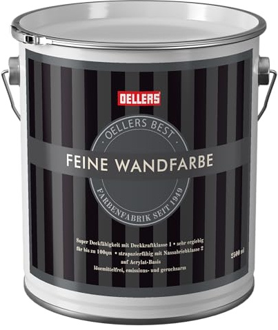 OELLERS Feine Wandfarbe 2,5L, Silly Blue, matt, erstklassige Innenfarbe für exzellente Oberflächen, für nahezu alle Untergründe wie Beton, Raufaser, Gipskarton etc. Hochwertige Innenwand Farbe