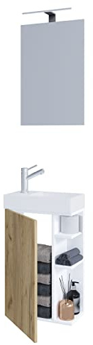 3-TLG Set | Waschplatz für Gäste WC | Gästebad Toilette | Waschtisch mit Spiegel | Badmöbel Badezimmer Set – Lumia