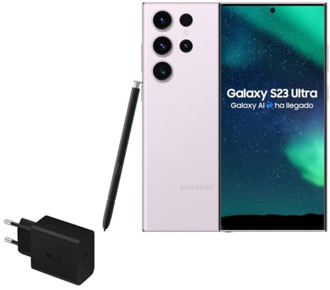 Samsung Galaxy S23 Ultra, 256GB + Cargador de 45W - Smartphone Android con IA, Teléfono Móvil Desbloqueado, Color Rosa (Versión Española)