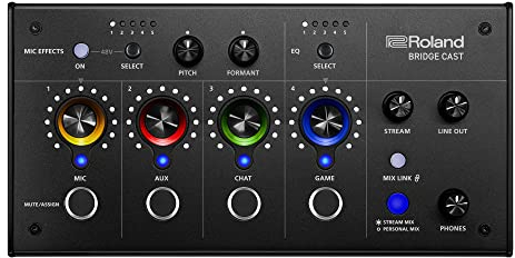 Roland Mezclador de doble bus para gaming BRIDGE CAST | Interfaz de streaming de audio y mezclador profesional para gamers online | DSP de hardware de 32 bits | Negro