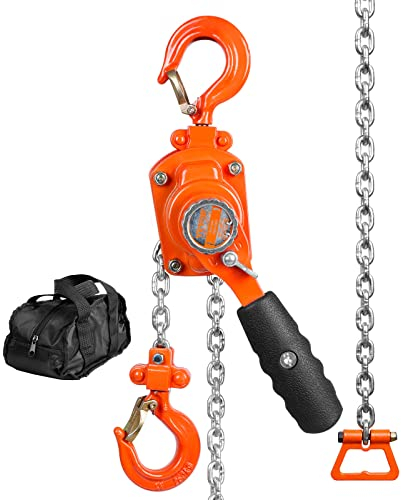 VEVOR Manual Lever Chain Hoist, 1/4 Ton 550 lbs Capacity 5 FT Come Along, G80 Galvanized Carbon Steel with Weston Double-Pawl Brake, Auto Chain Leading & 360° Rotation Hook, for Garage Factory Dock