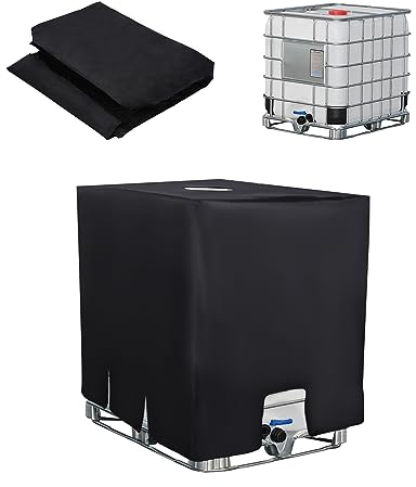 SOBEAU IBC Tank Abdeckung 1000L, IBC Container Zubehör, Wassertank UV-Schutzfolie, Regentonne Abdeckung, Schutzplane Regenwassertank, Geeignet Für 1000L IBC-Tank Container Cover (120 X 100 X 116 Cm)