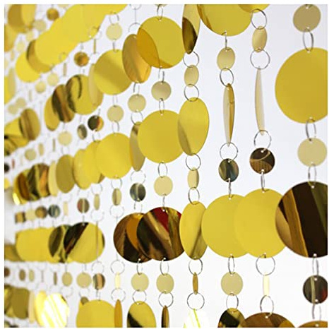 Queenbox 5 tende rotonde da 100 cm con paillettes, tende luccicanti per porta, per festival, feste, matrimoni, divisorio, colore oro